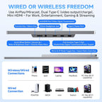 Monitor portátil inalámbrico, extensor de pantalla portátil de 15.6 pulgadas, 1080P, lanzamiento inalámbrico y rotación automática, monitor dual para portátil/Mac/Switch/teléfono/PC