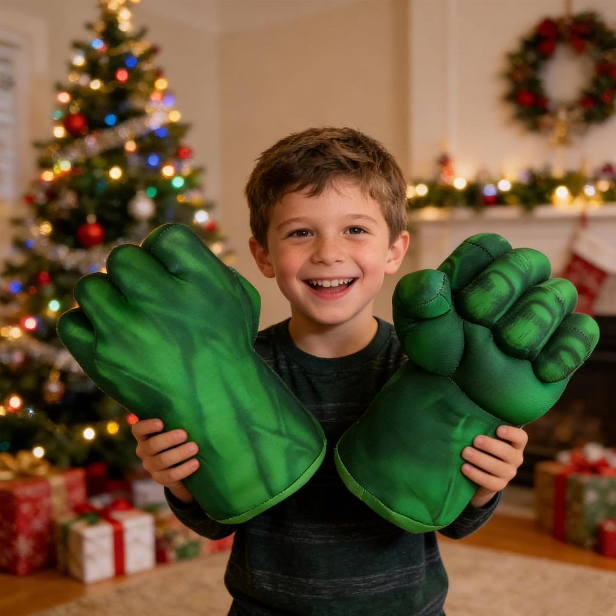 NuGeriAZ Manos de superhéroe para niños, guantes de boxeo de felpa con capa, disfraces de cosplay para Navidad, regalo de cumpleaños