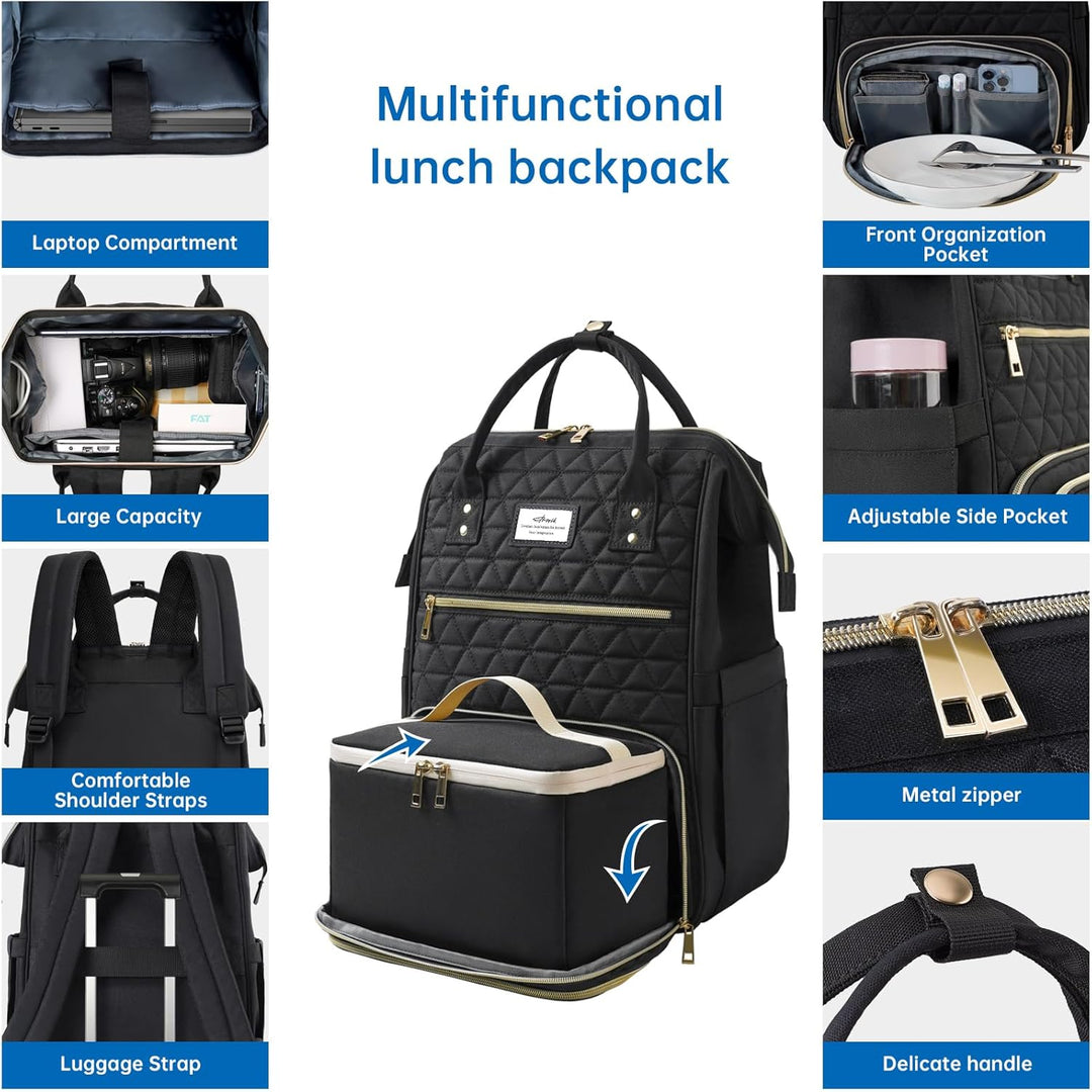 ETRONIK Mochila de almuerzo para mujer, mochila para laptop de 15.6...