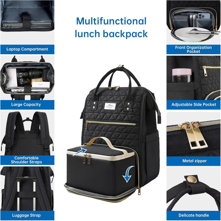 ETRONIK Mochila de almuerzo para mujer, mochila para laptop de 15.6...