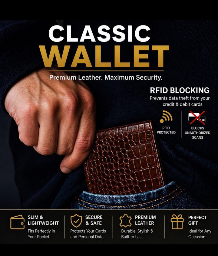 Cartera de cuero para hombre - Bloqueo RFID, delgada y elegante con...