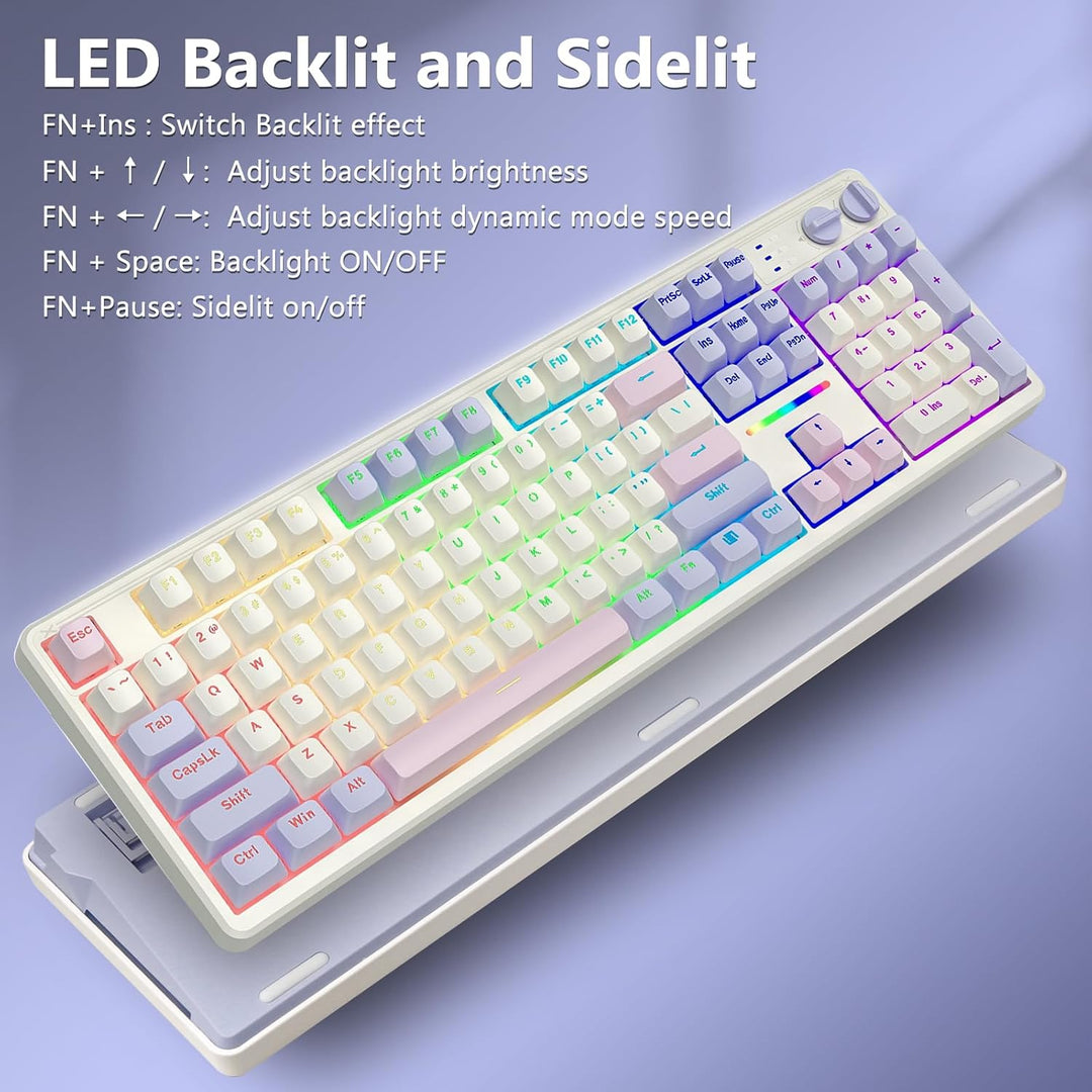 E-YOOSO Teclado mecánico cremoso con cable, estructura de junta con...