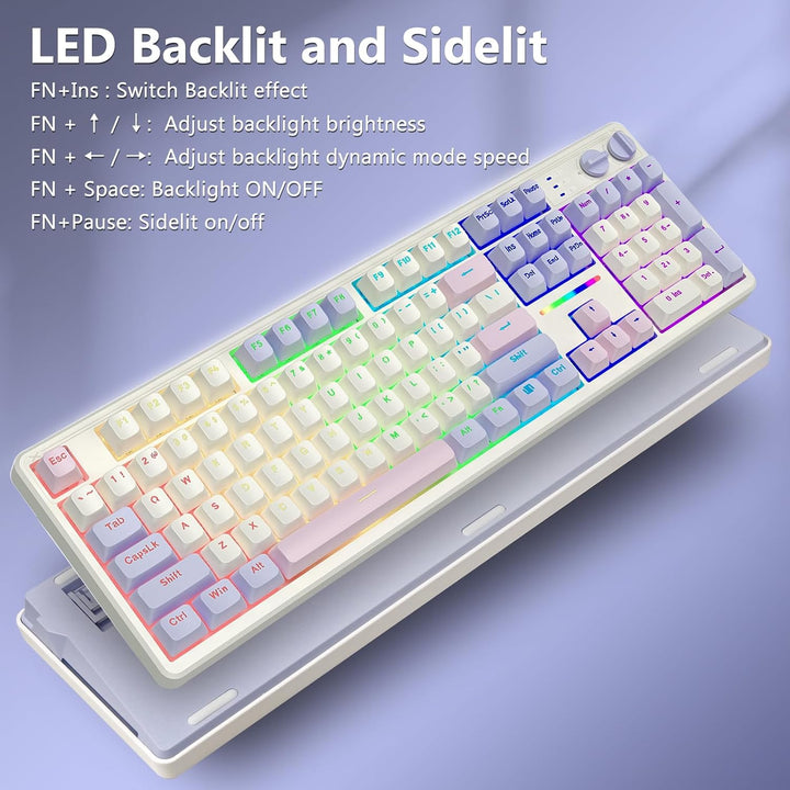 E-YOOSO Teclado mecánico cremoso con cable, estructura de junta con...