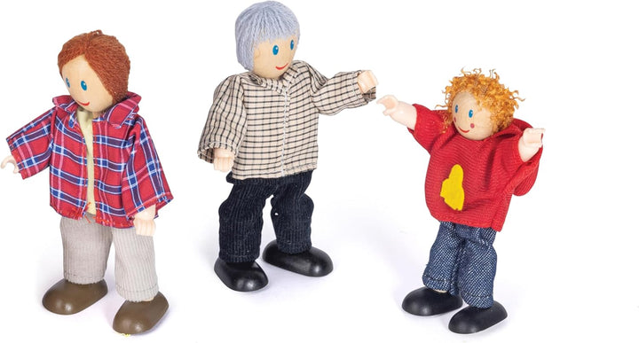 Hape Juego familiar de muñecas caucasianas para casa de muñecas par...