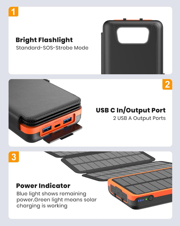 Cargador solar Hiluckey Power Bank 27000mAh - Cargador portátil de...
