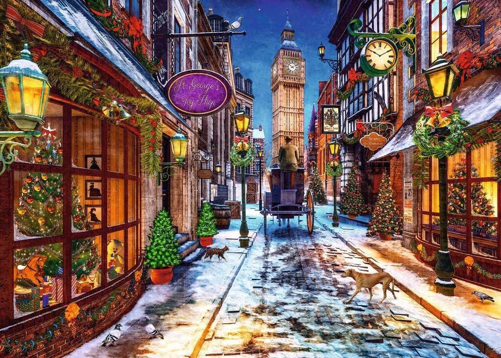 Ravensburger - Christmastime - Rompecabezas de 1000 Piezas - Deslumbrante escena de la ciudad de Londres de principios de siglo en asombroso detalle - Calidad premium - Edades 12+
