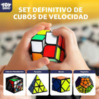 STEAM Life Speed Cube - Juego de 5 cubos mágicos, incluye cubos de velocidad de 3 x 3, cubo de velocidad de 2 x 2, cubo piramidal, cubo de rompecabezas Megaminx para niños y adultos