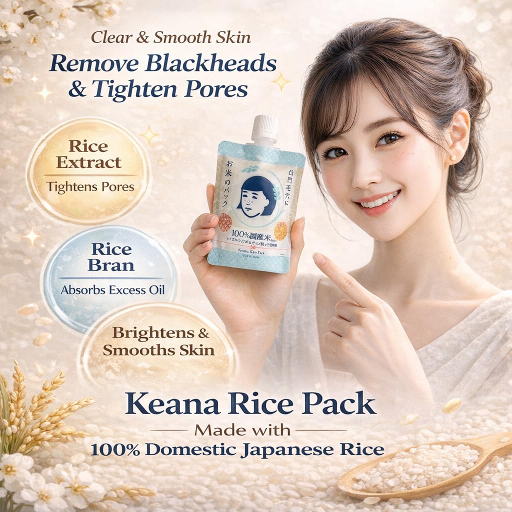Keana Mascarilla facial de arroz japonés, mascarilla hidratante par...