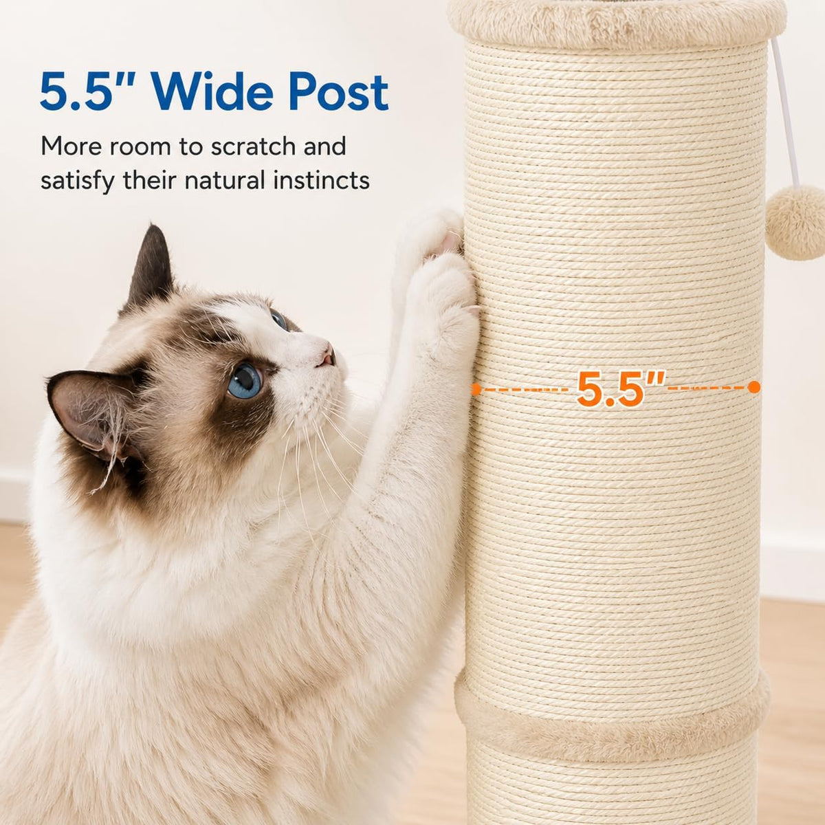 Poste rascador para gatos con poste de sisal de 5.5 pulgadas de