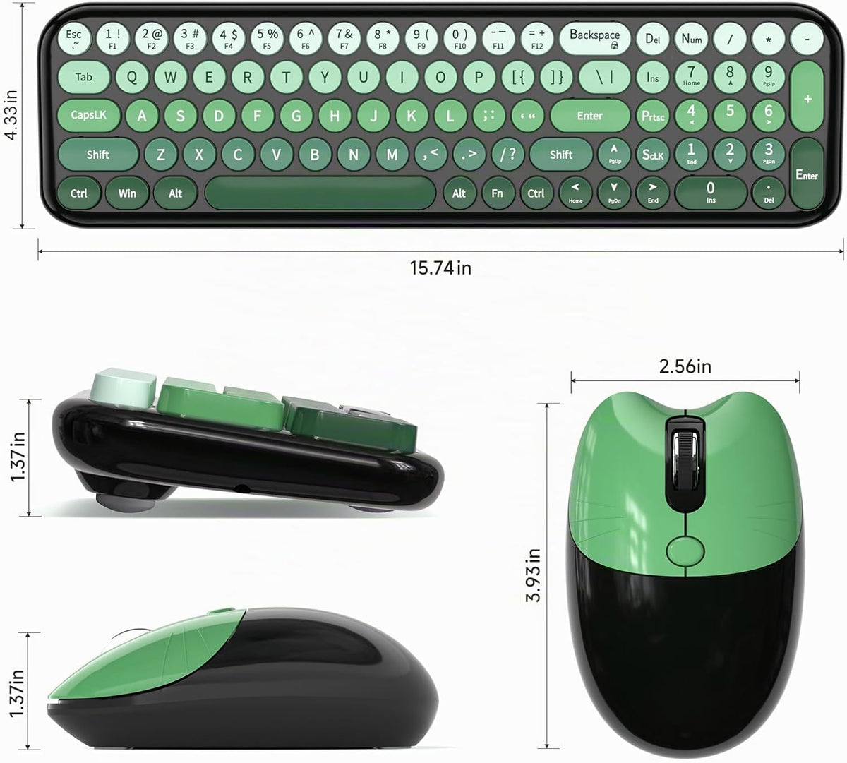 MOFII Combo de teclado y mouse inalámbricos, teclado pequeño compac...