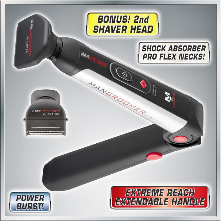 Mangroomer Ultimate Pro Back Shaver con asa 2 cabezas de shock abso...