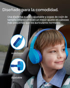 Belkin SoundForm Mini - Auriculares inalámbricos Bluetooth para niños, batería de 30 horas, límite de volumen seguro de 85 dB, micrófono integrado, auriculares para niños pequeños para iPhone, iPad