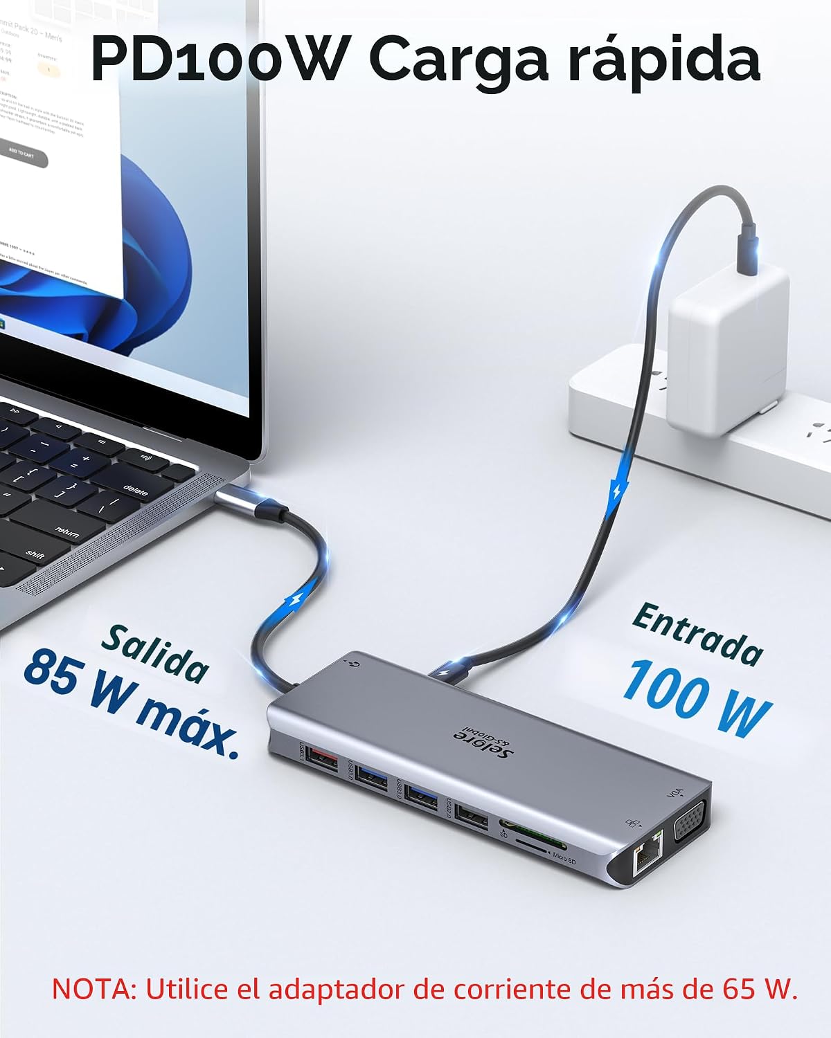Estación de acoplamiento Selore USB C de monitor dual, estación de...