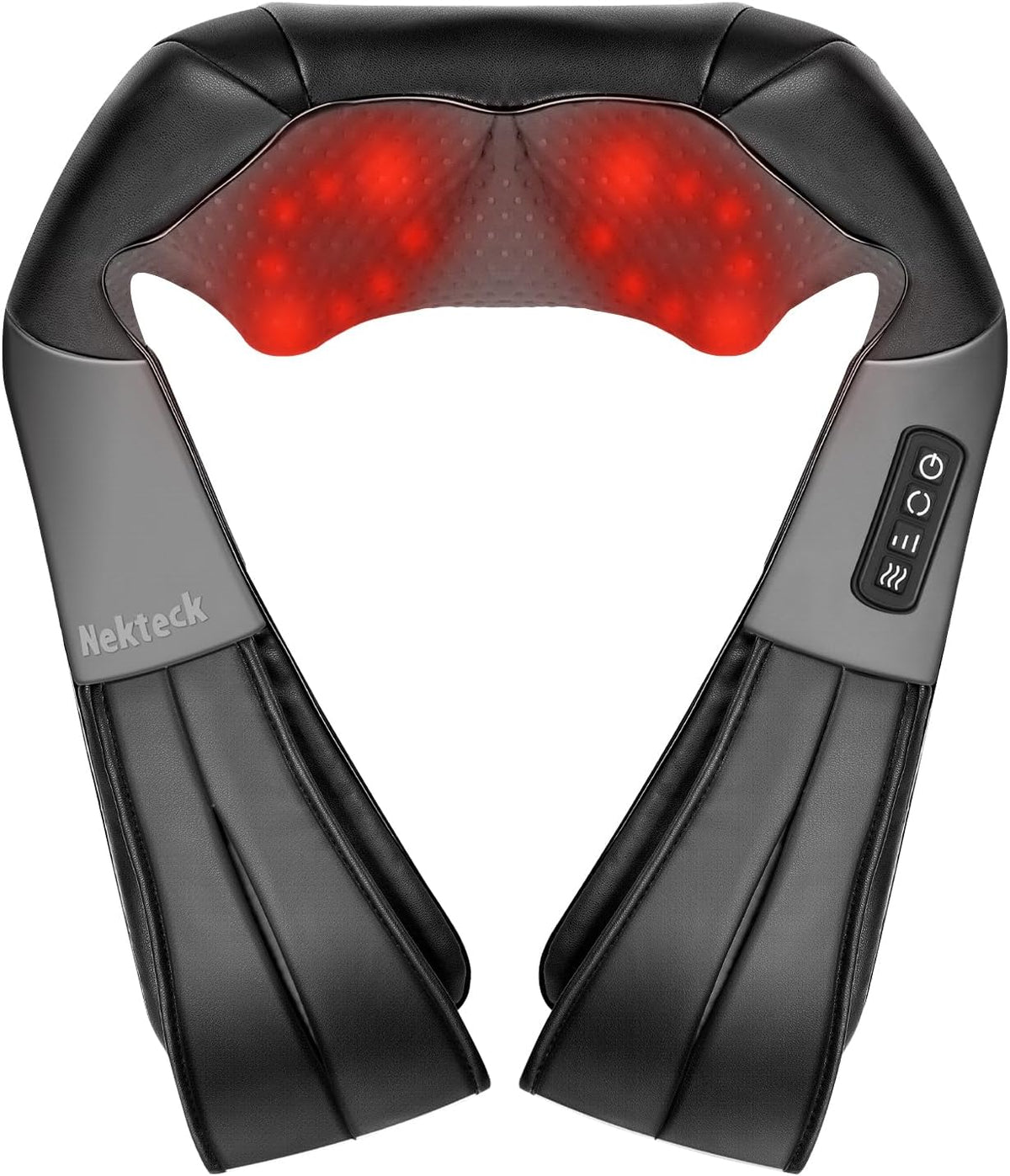 Almohada Nekteck Shiatsu de amasamiento profundo masajeador con calor para pie, cuello, hombros, y espalda. Almohada para masaje, Negro, 1
