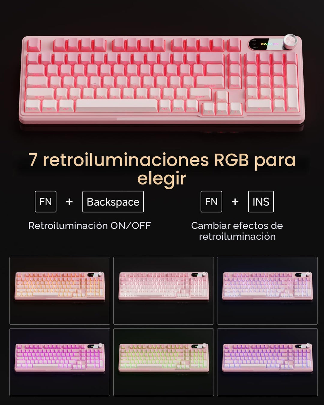 Teclado con cable EWEADN V102, teclado cremoso para juegos de 98 te...