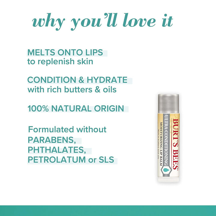 Burt's Bees Bálsamo labial, cuidado de labios hidratante, orige...