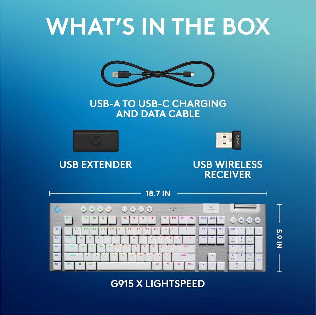 Logitech G915 X Lightspeed Teclado mecánico inalámbrico para juegos...