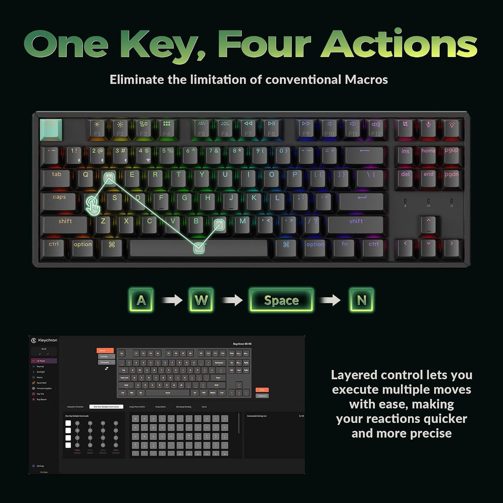 Teclado mecánico personalizado inalámbrico Keychron K8 HE TKL, efecto Hall