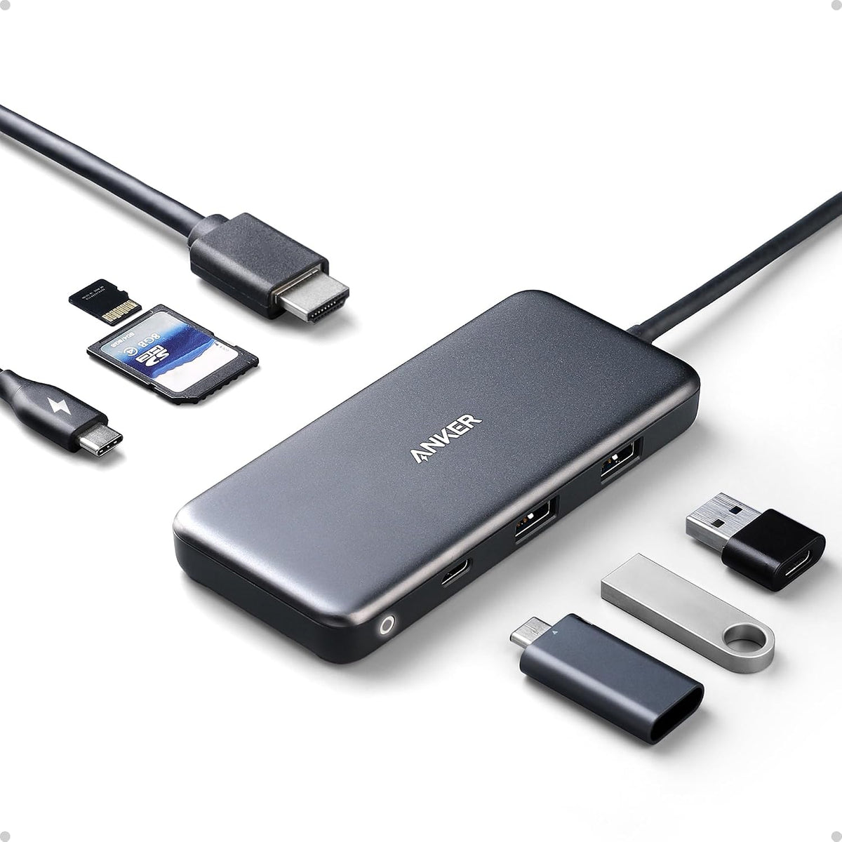 Anker Hub USB C (7 en 1), con HDMI 4K, suministro de energía de 85...