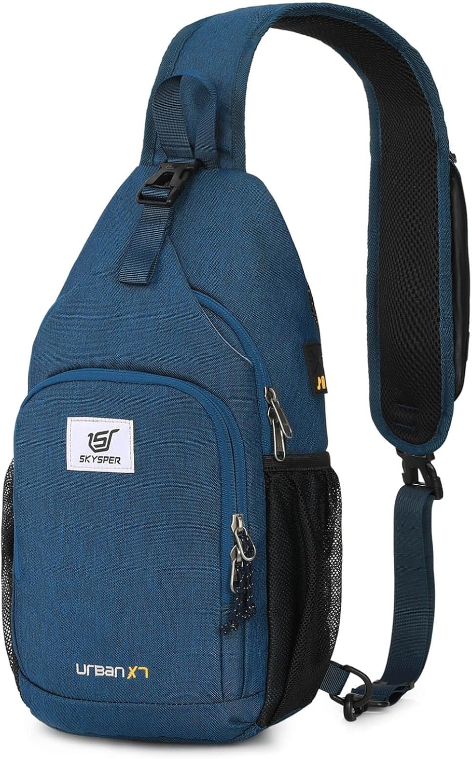 SKYSPER - Mochila de bandolera con bloqueo RFID, mochila cruzada, mochila para el hombro, mochila para el cuerpo, para senderismo y viajes, para mujeres y hombres, Azul, Tamaño único, Casual