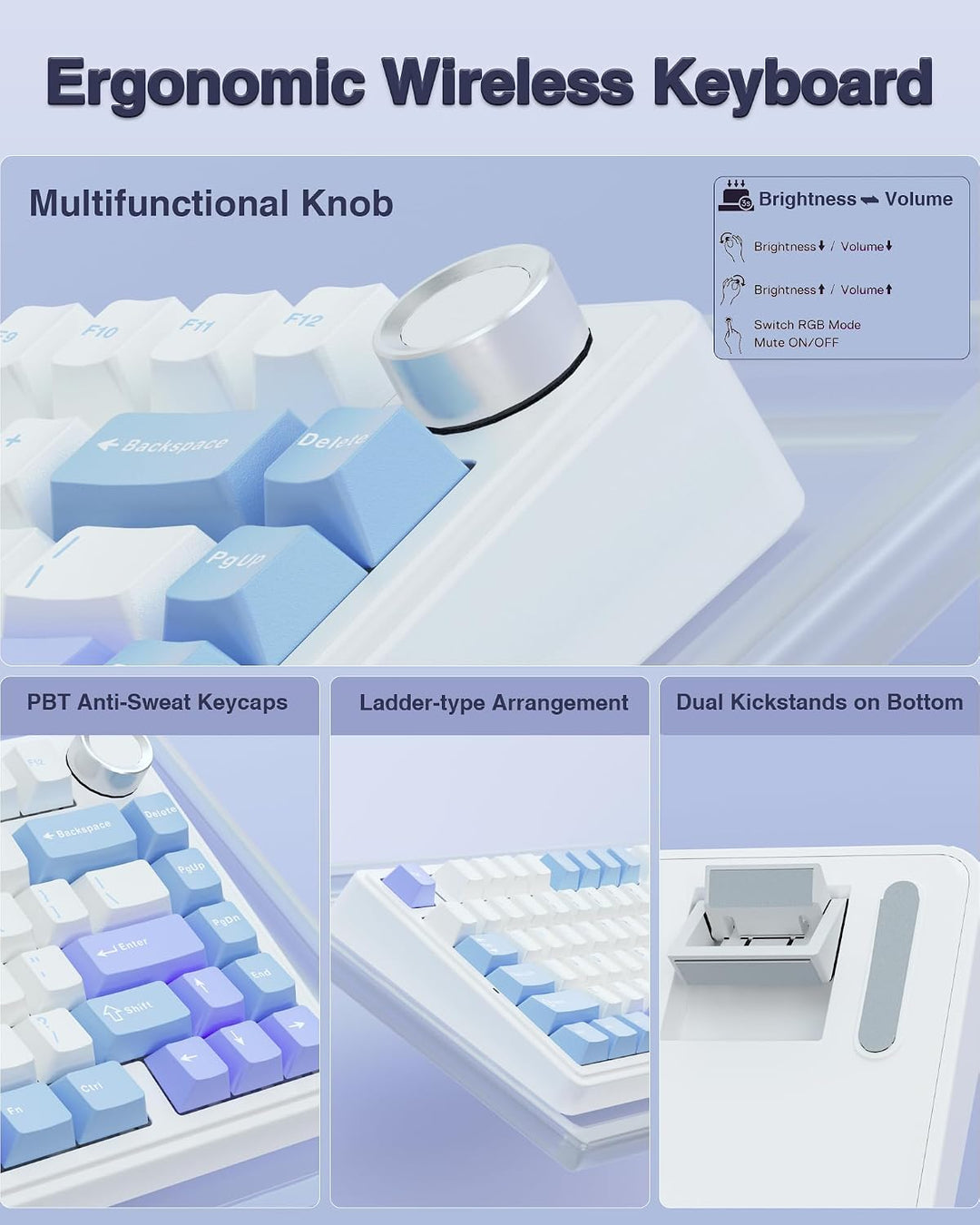 AULA - Teclado mecánico inalámbrico F75 75% con montaje en junta, t...