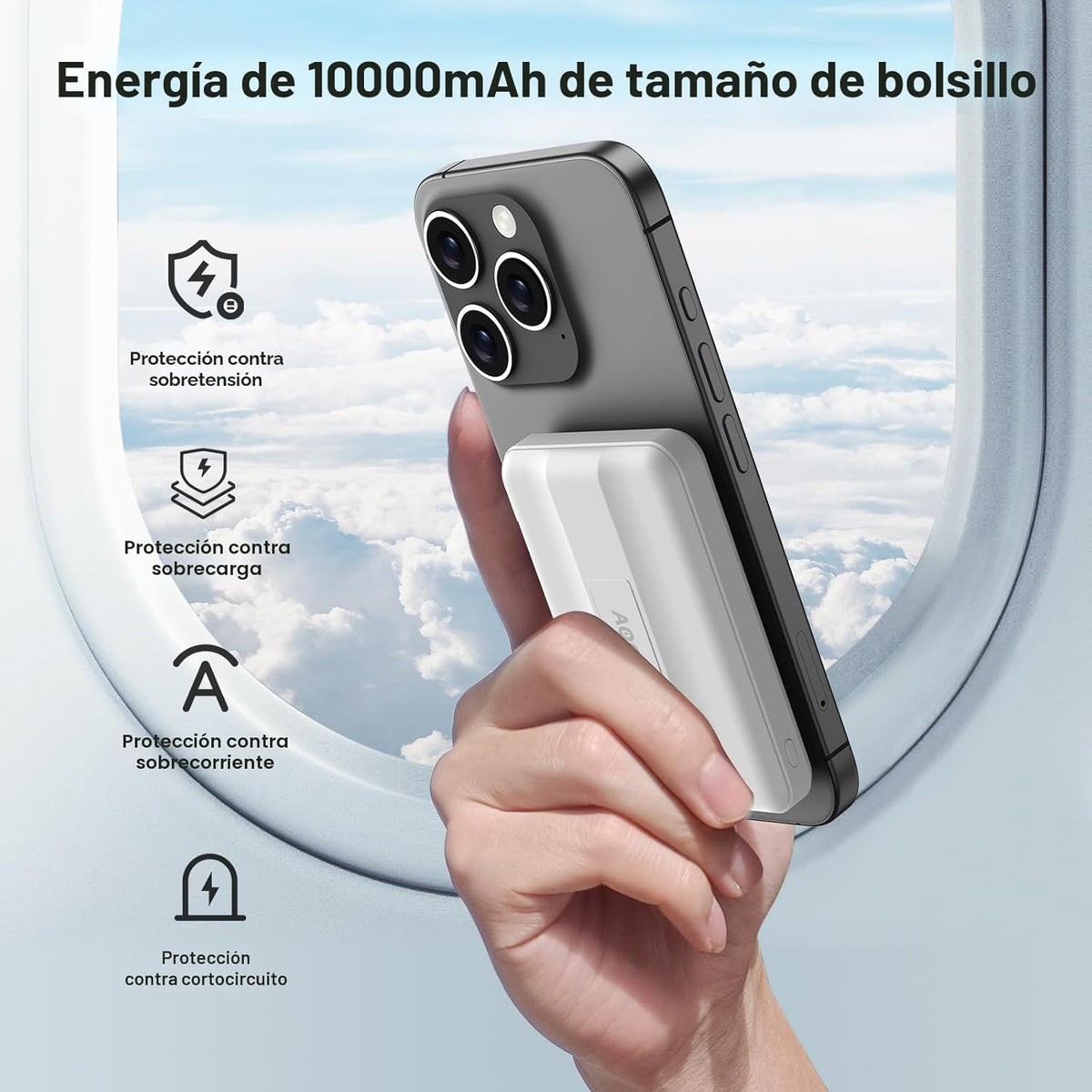 AOGUERBE Cargador portátil Mag-Safe, banco de energía magnético de...