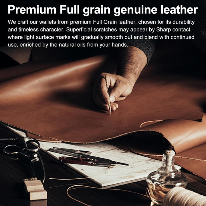 furid Cartera de cuero genuino para hombre: carteras minimalistas R...