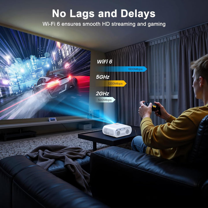 Proyector inteligente ANSI 1500, proyector HOMPOW 4K con WiFi y Blu...