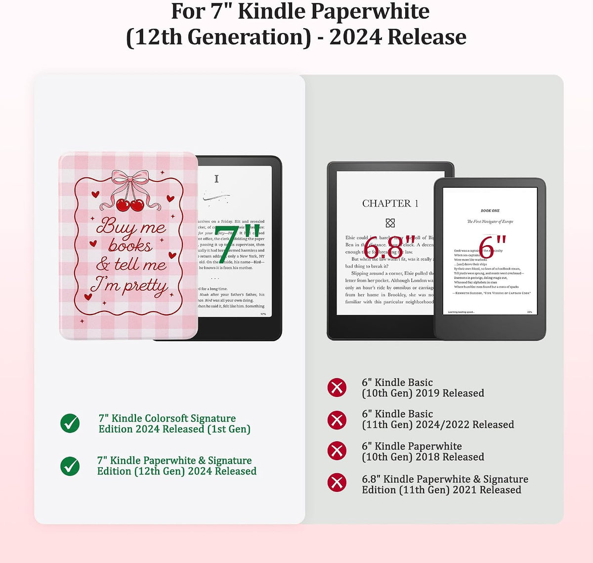 SESENSE Funda magnética para Kindle Paperwhite de 7" de 12ª generación 2024