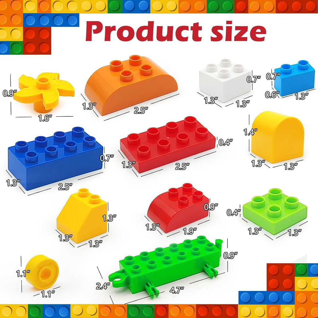 CONVENTEJOY Juego de 90 bloques de construcción clásicos para niños pequeños de 3 a 6 años, juguete educativo de tren de ladrillos de construcción grandes, juguetes STEM compatibles con las principales marcas, regalo para niños