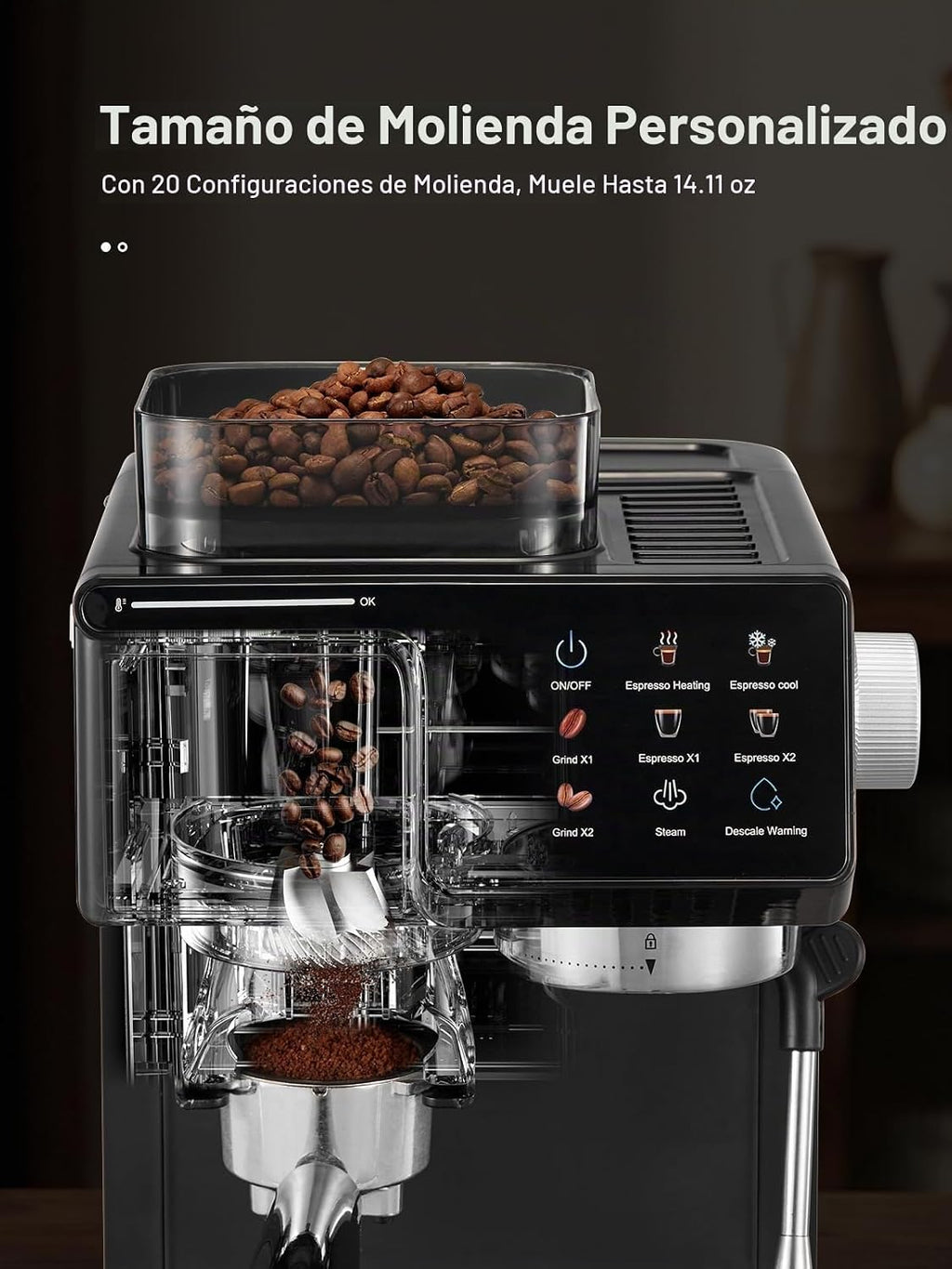 UDI Máquina de café expreso de 20 bar con 20 ajustes de molienda
