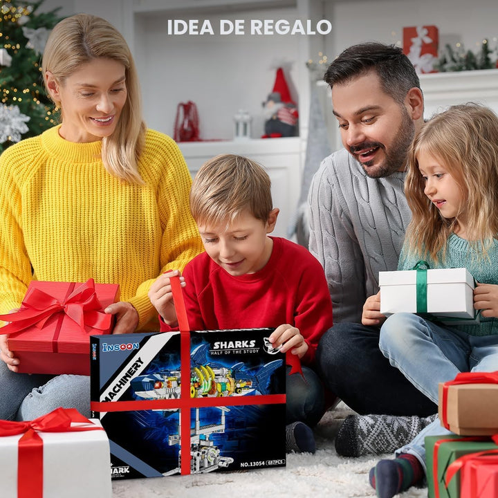 Juego de construcción mecánico de tiburón con luz LED 687