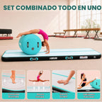 AWSUM Colchoneta de Gimnasia de 10 pies/13 pies con Rodillo de Aire Barril de Volteretas Entrenador de Salto Mortal hacia Atrás y Flexión hacia Atrás para Equipo de Trampolín de Gimnasia Inflable y