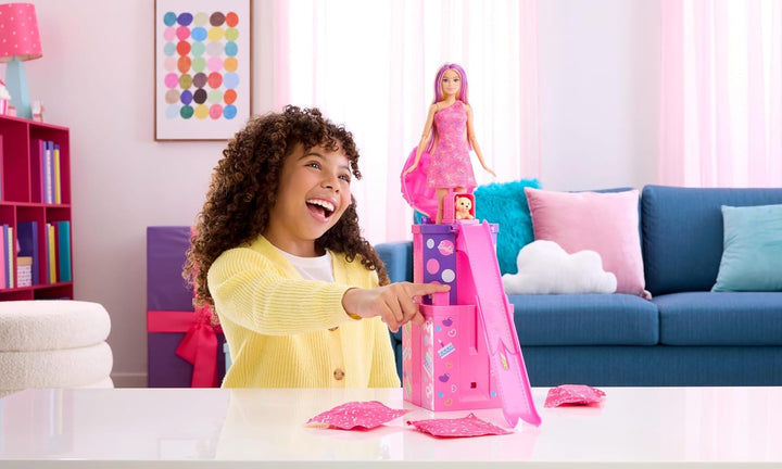 Barbie Muñeca y accesorios Rise &amp; Surprise, serie de cumpleaños...