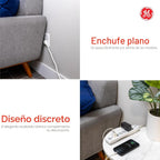 GE Protector contra sobretensiones, regleta 2 unidades, extensión de 6 ft