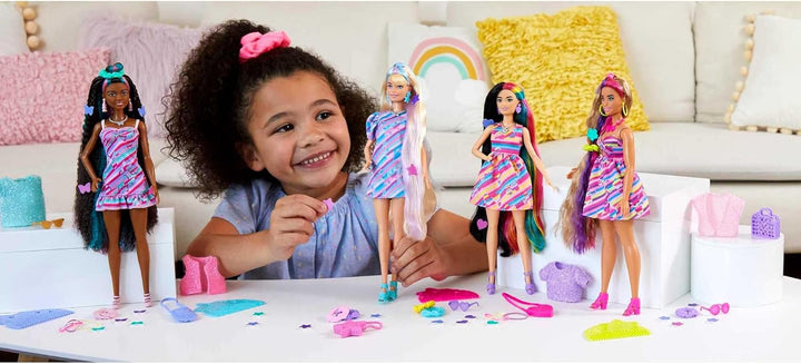 Barbie Muñeca Totally Hair, temática de corazón con cabello de fant...