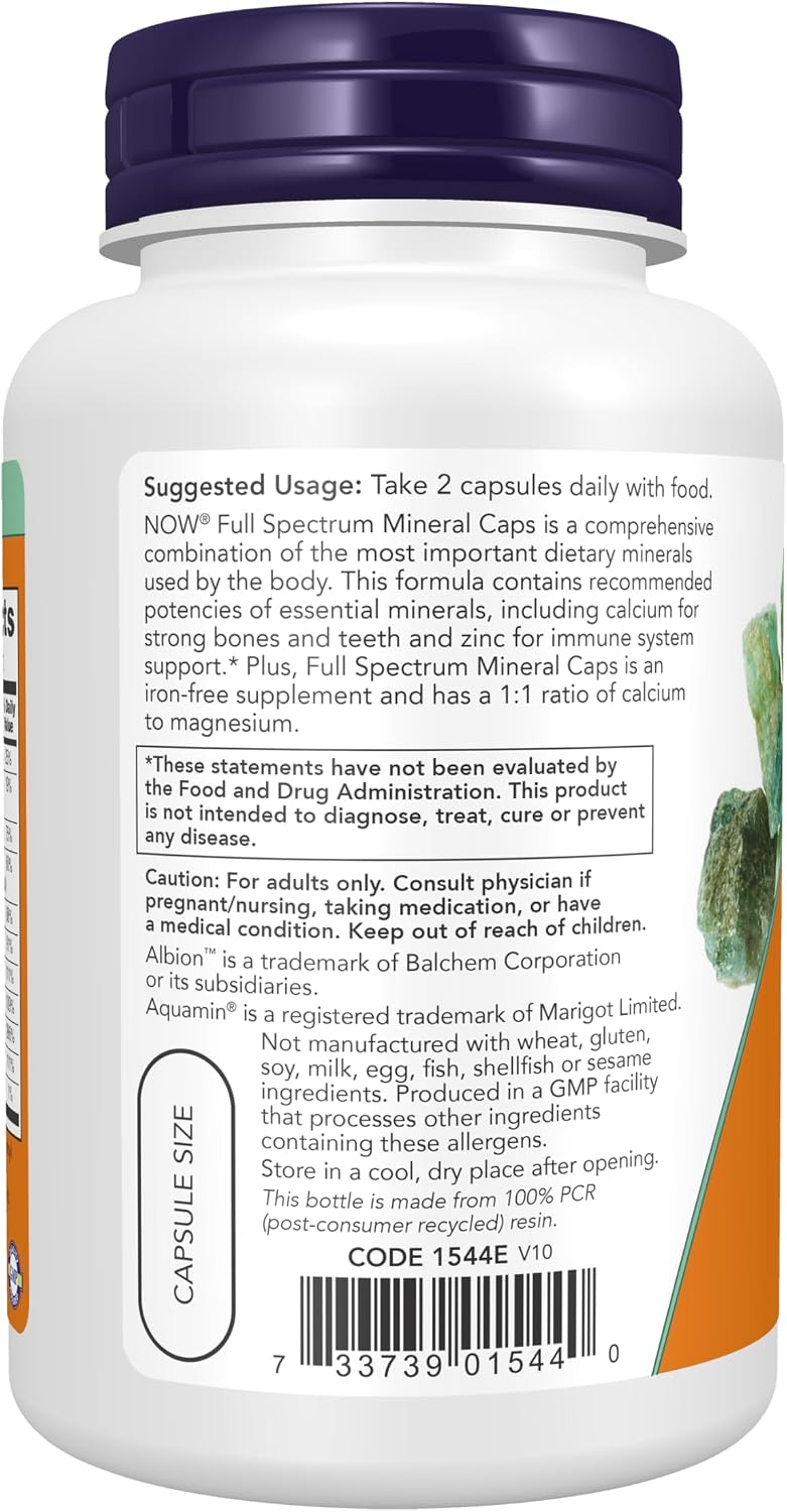 NOW Suplementos, cápsulas minerales de espectro completo, fórmula m...