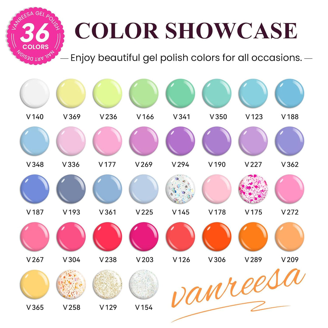 VANREESA Kit de esmalte de uñas de gel con luz UV, 53 piezas, juego...