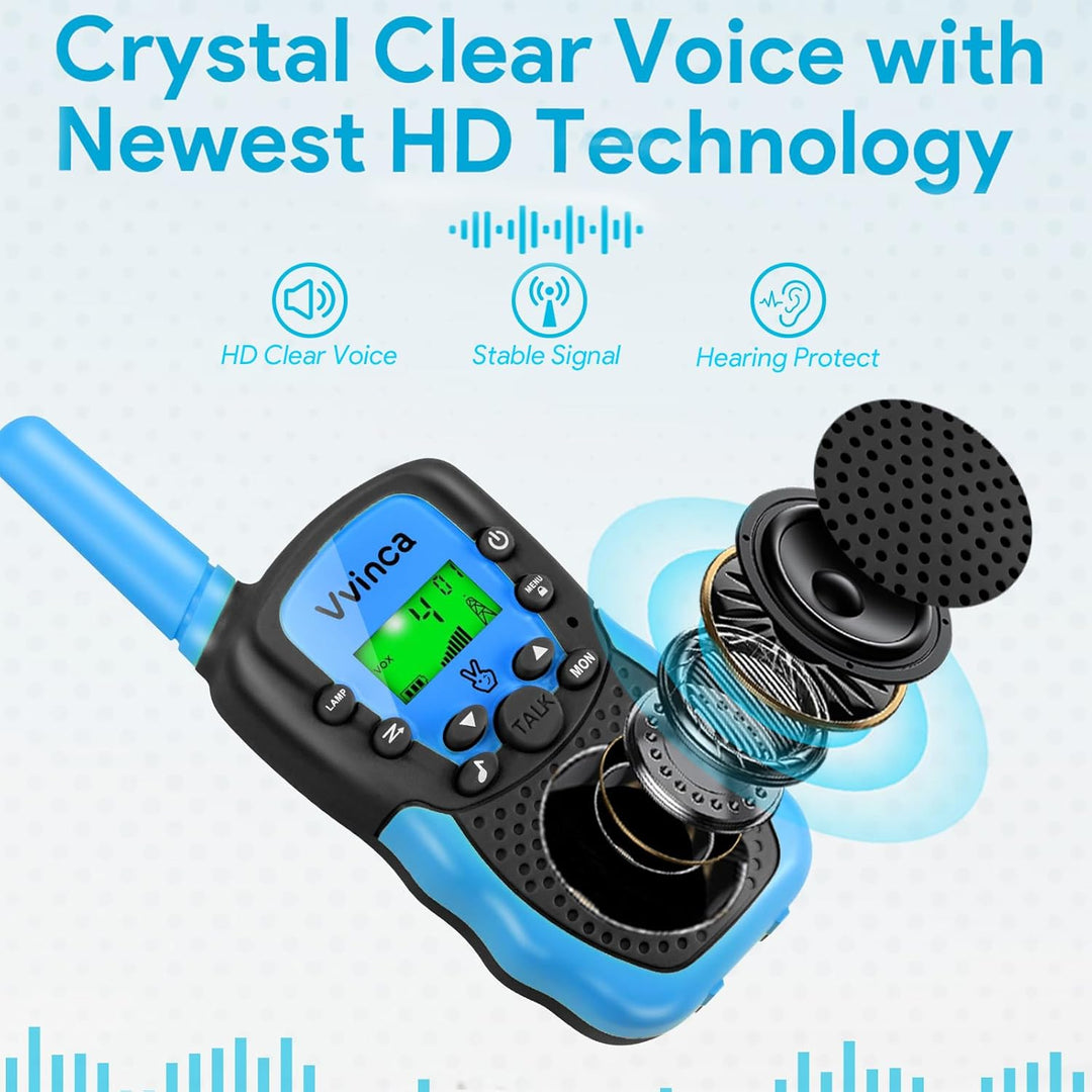 Vvinca Walkie Talkies para Niños Recargables Paquete de 4, Walkie T...