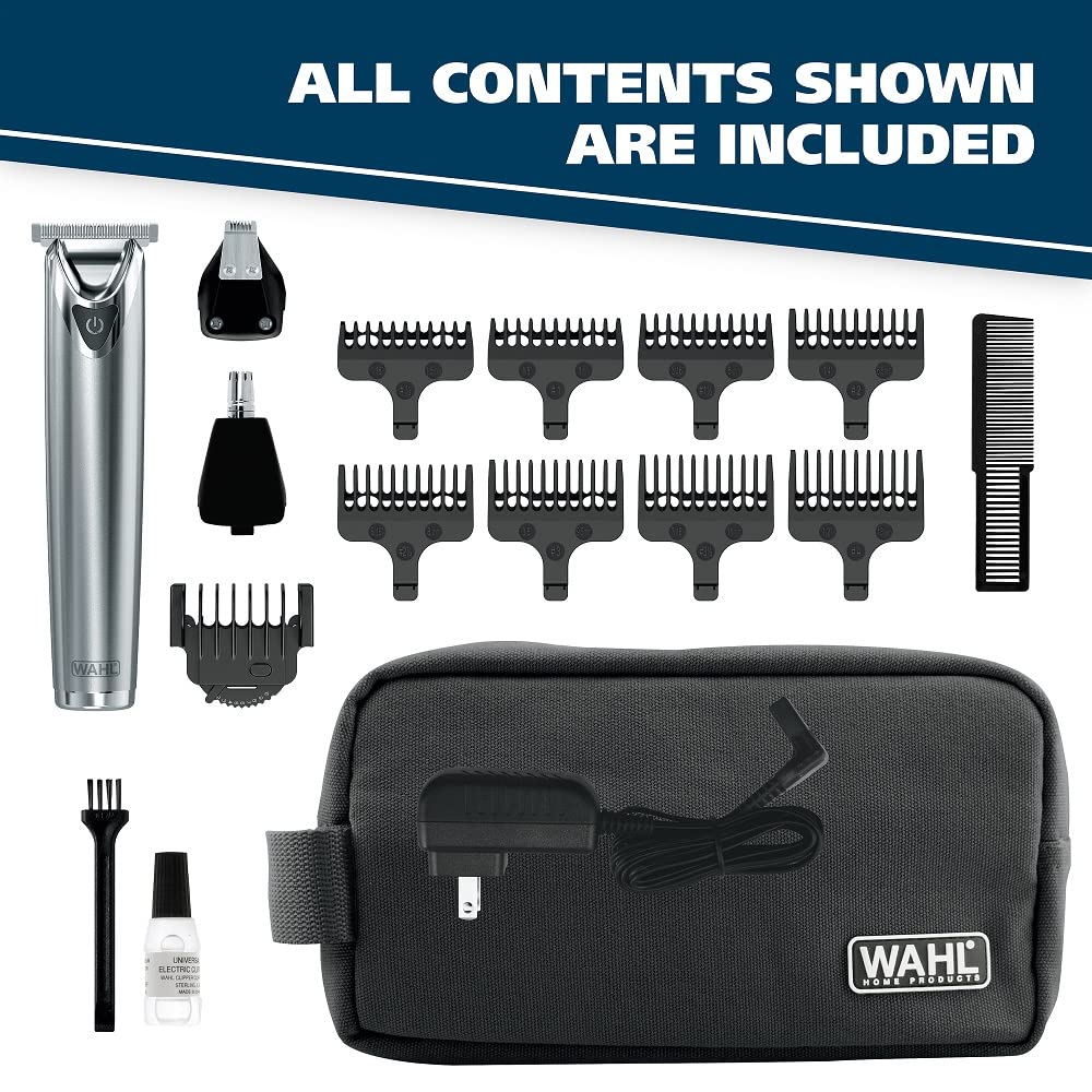 Wahl, afeitadora de acero inoxidable, ión litio, #9818.