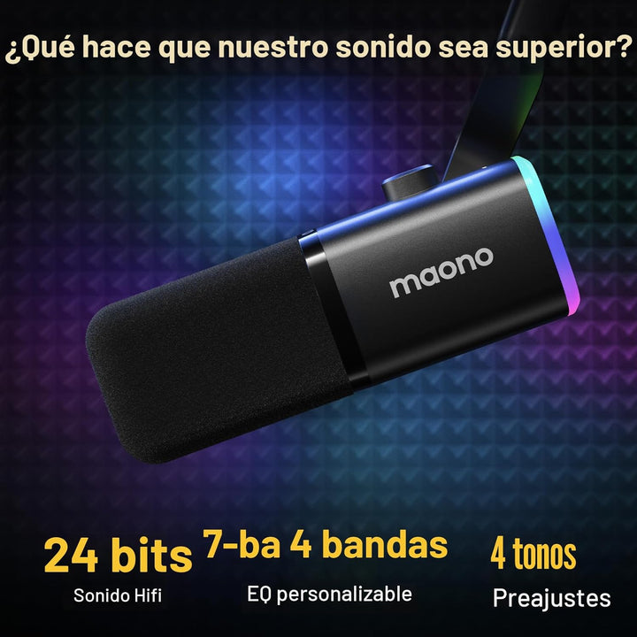 MAONO Kit de micrófono XLR\/USB para juegos: micrófono dinámico par...