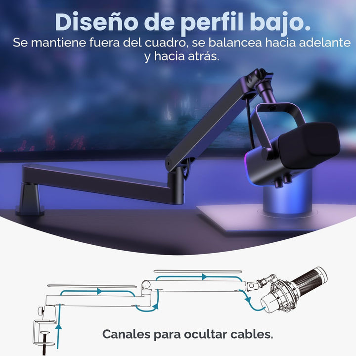 InnoGear Brazo de micrófono mejorado 2026, gestión de cables magnét...