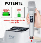 Pyle Juego de micrófonos de karaoke - Micrófonos inalámbricos con receptor de canal UHF