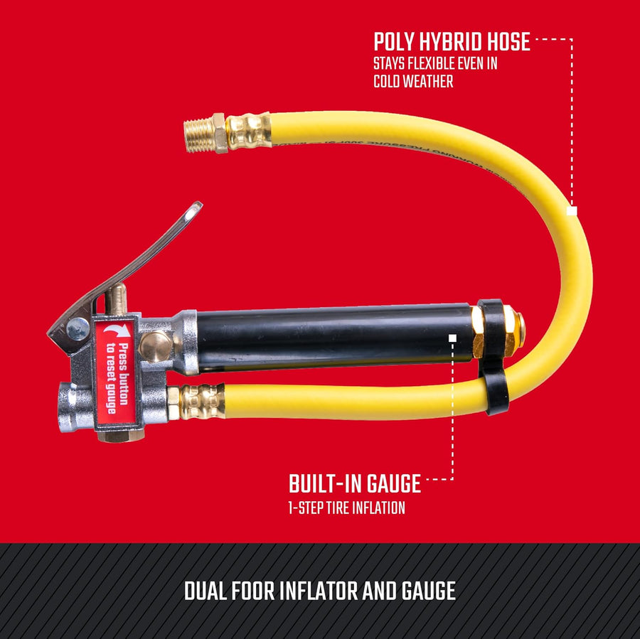 CRAFTSMAN Inflador y medidor de doble pie, 20-120 PSI, válvula de a...