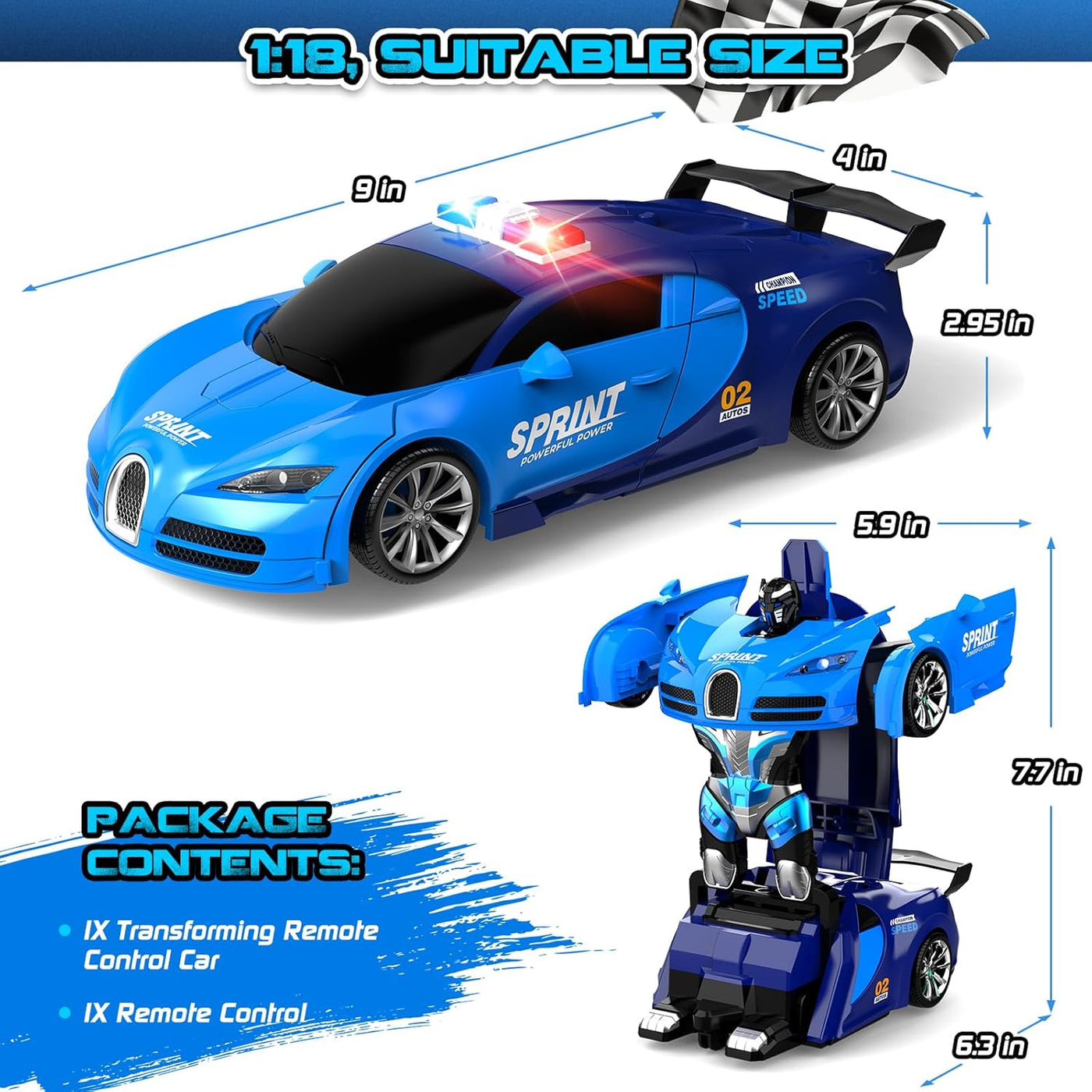 AONEPTR Carro de control remoto, transformación con un clic en robo...