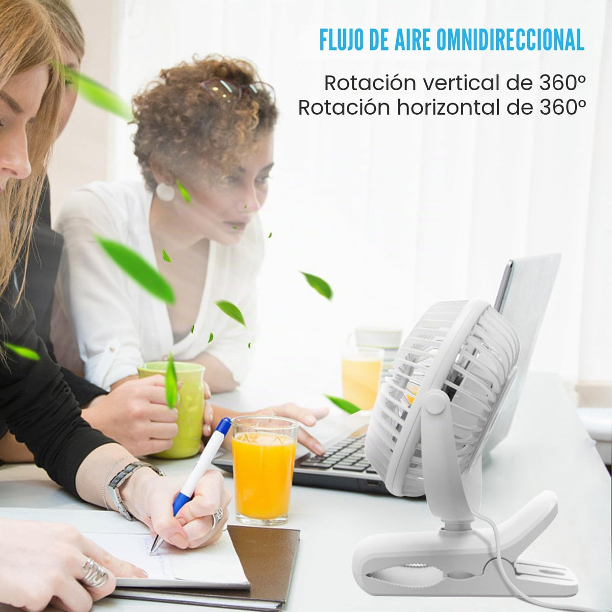 BESKAR Ventilador USB con clip, ventilador de escritorio pequeño po...