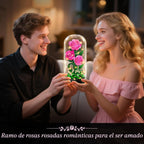 HiWEEGO Conjunto de construcción de ramo de flores de rosa rosa de 0.1 in