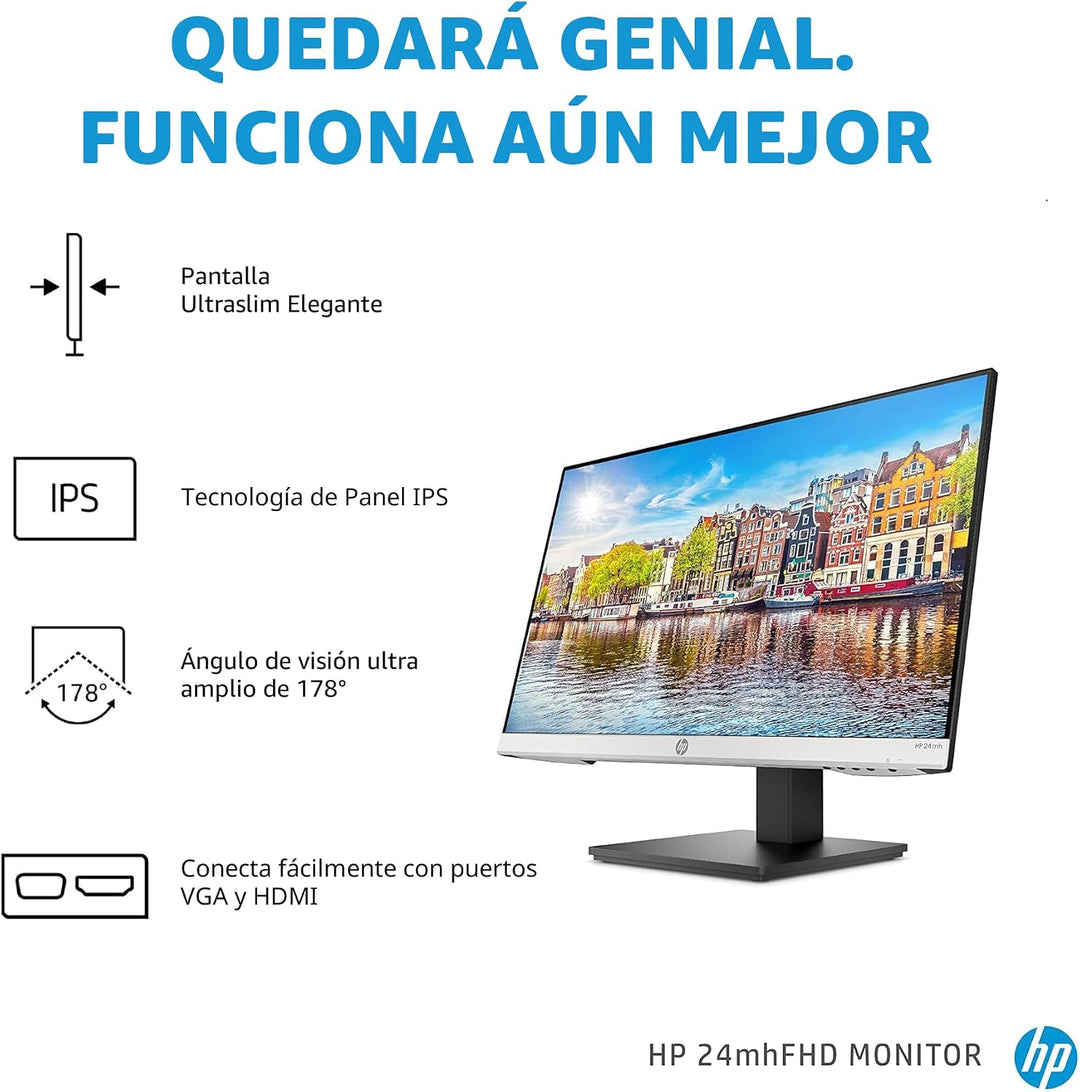 HP Monitor FHD de 24 mh - Monitor de computadora con pantalla IPS d...