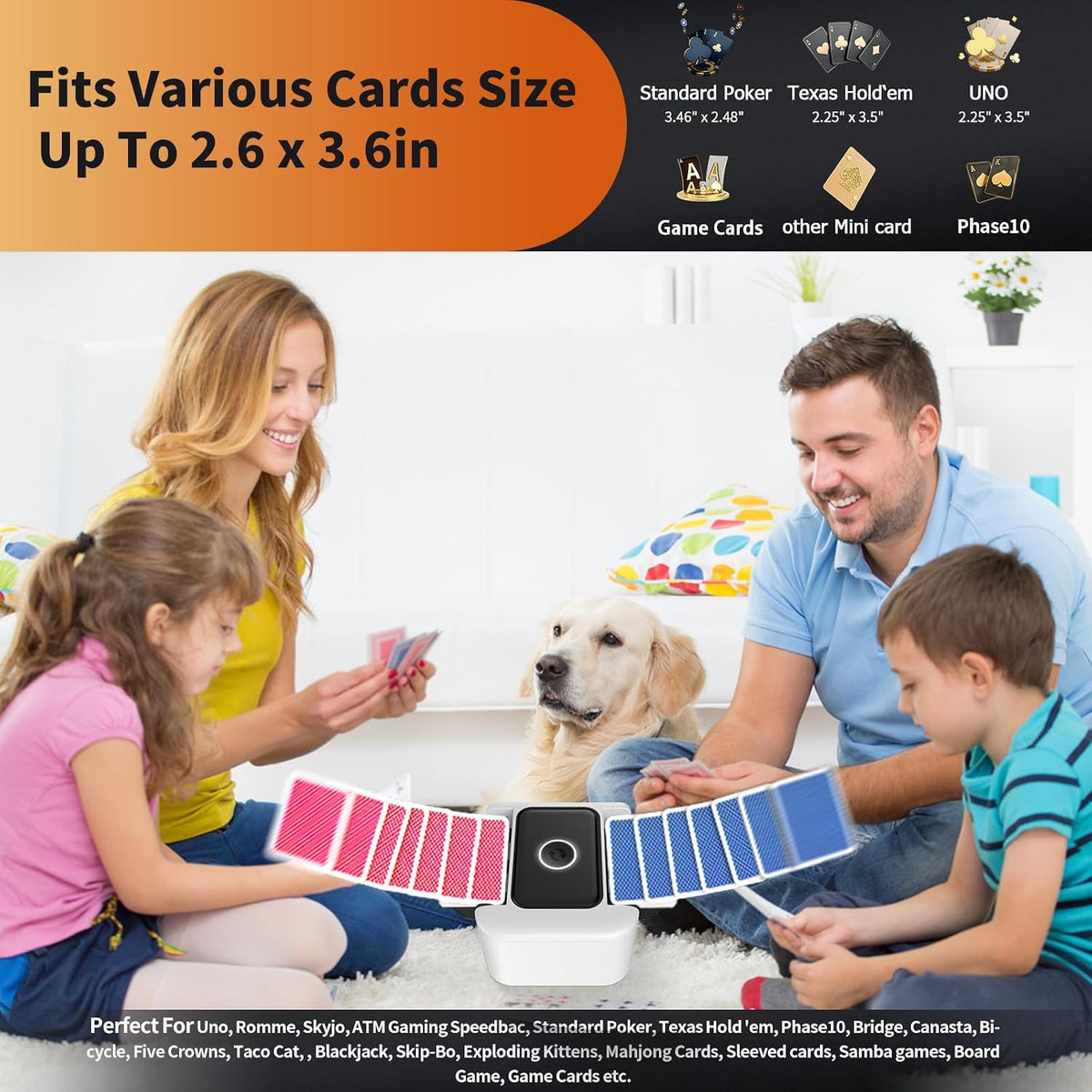 Barajador de tarjetas automático recargable para 2 cubiertas UNO Skip-Bo