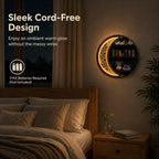 Estante de pared inalámbrico con luz LED | Decoración de luna de madera